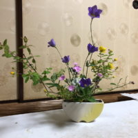 センターピースとしていけられた池坊目黒教室の先生の生け花