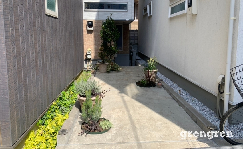玄関に入る前に癒される植物のアプローチ
