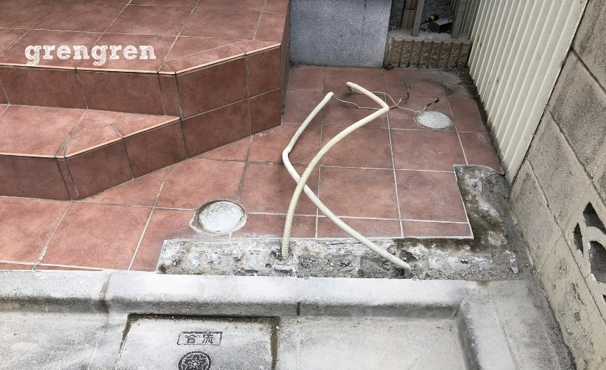 門柱の解体作業が終わった豊島区の玄関