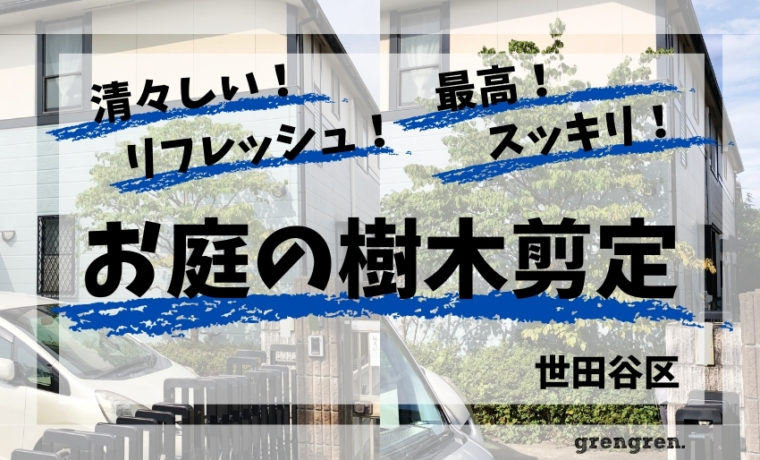 世田谷区の個人邸での樹木剪定と草刈り