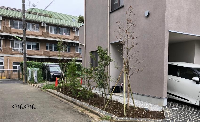 世田谷区の新築住宅の未完成なお庭づくり