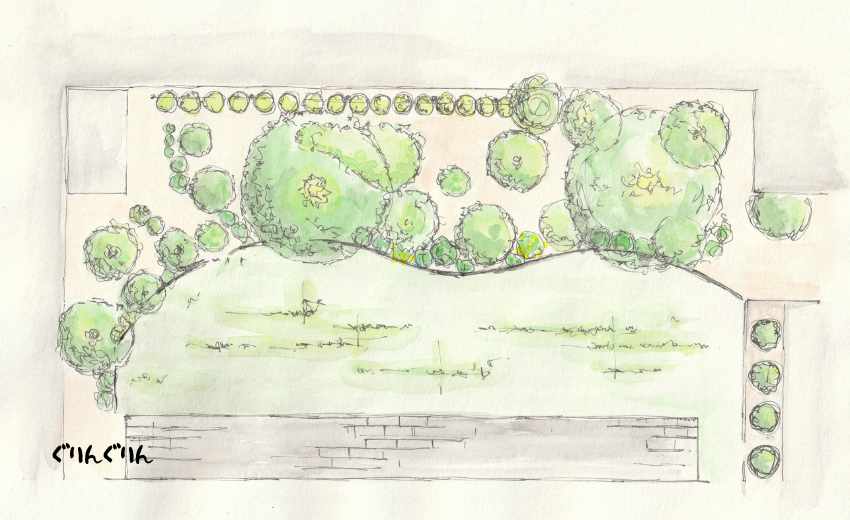 品川区のナチュラルガーデンのお庭づくりのためのプラン作成したイメージ画