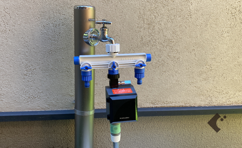自動潅水装置を設置した個人邸にある一般的な水栓柱